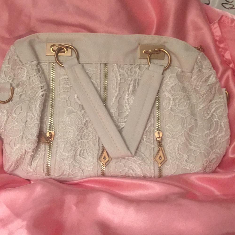 New white lace over leather